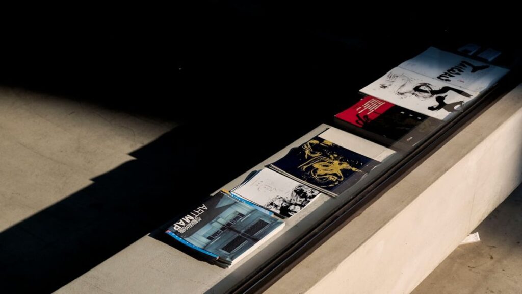 Cena de um documentário brasileiro mostrando um escritor ou uma biblioteca, com elementos visuais que remetem à literatura e ao cinema.